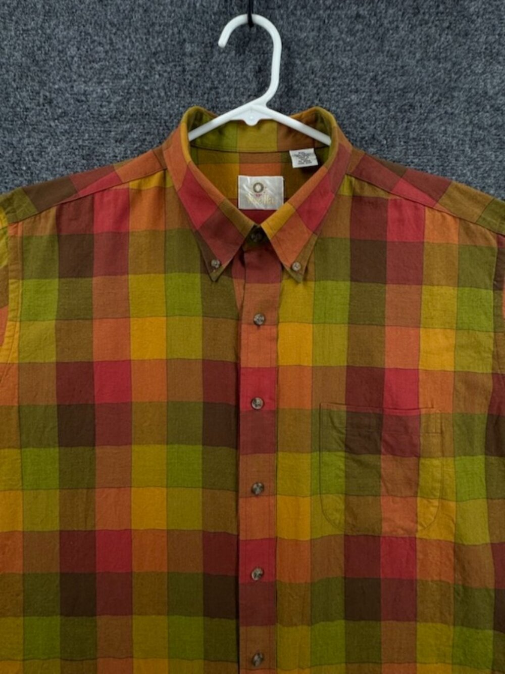 Viyella Button-Down Green Check 2XL Fall Colors  Cotton Wool Scarecrow Pumpkin